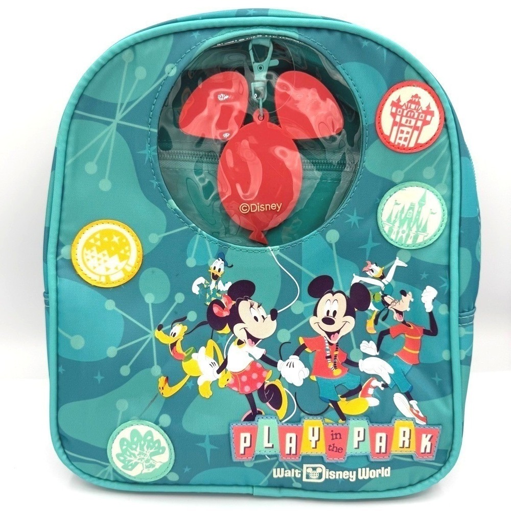 Disney Parks Play in the Park Teal Mini Backpack Mickey Balloon Charm 11" WDW